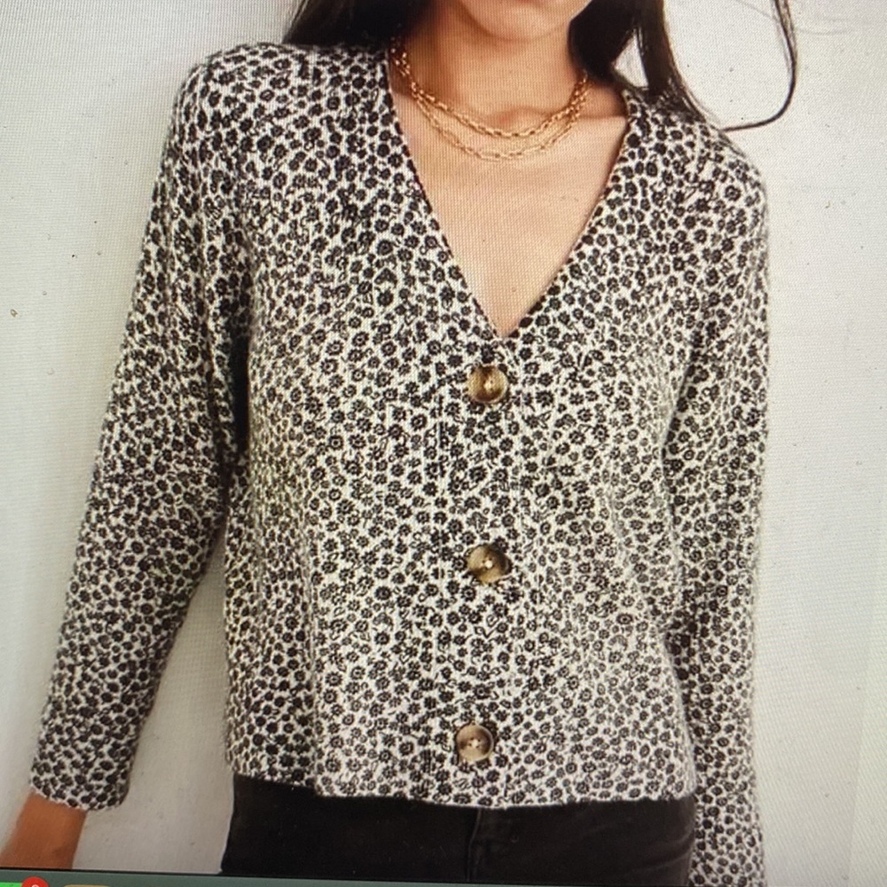 Madewell Vintage Ditsy Cameron Ribbed Cardigan Sweater
